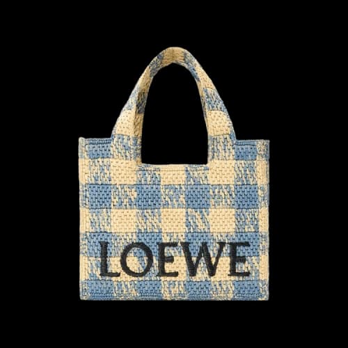 Loewe Small Font Tote Bag 'Natural/Light Blue'