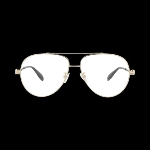 Alexander McQueen Aviator-Frame Metal Optical Frames Gold Gold Transparent (AM0260O-30008696-001)