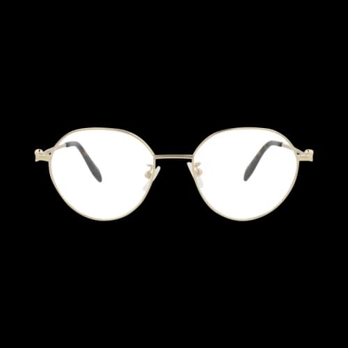 Alexander McQueen Round-Frame Metal Optical Frames Gold Gold Transparent (AM0319O-30010861-002)