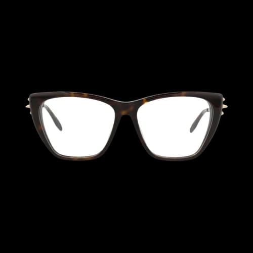Alexander McQueen Cat Eye-Frame Acetate Optical Frames Havana Gold Transparent (AM0341O-30011489-002)
