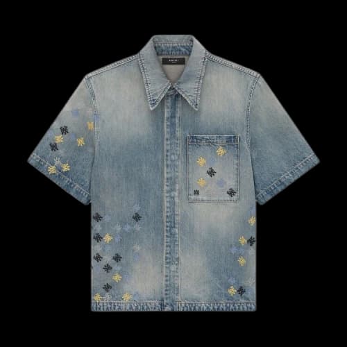 Amiri MA Quad Embroidered Shirt 'Antique Indigo'