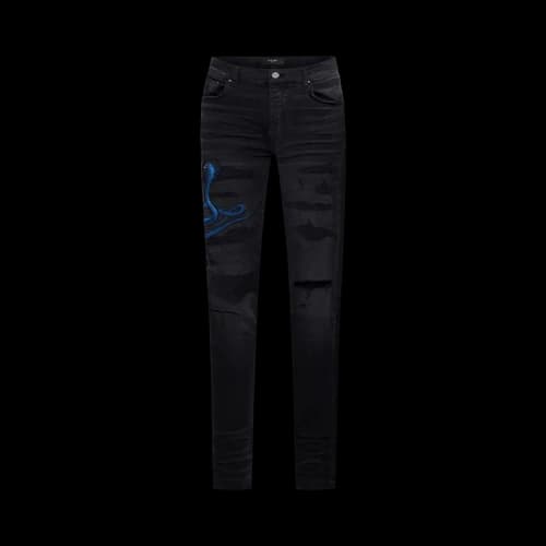 Amiri Blue Poison Archival Distressed Skinny Jeans 'Aged Black'