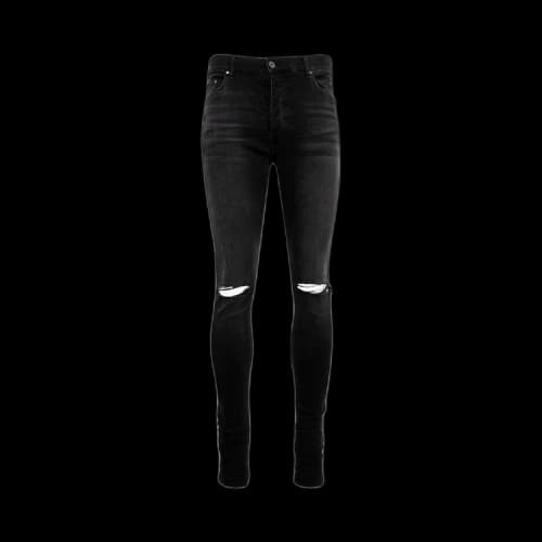 Amiri Leather Bones Appliqué Slash Jean 'Vintage Black'