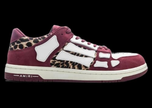 AMIRI Skel Top Low Burgundy Leopard