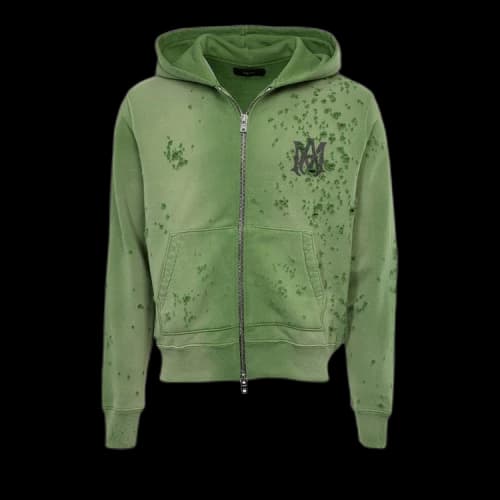 Amiri Logo Shotgun Zip Hoodie 'Green'