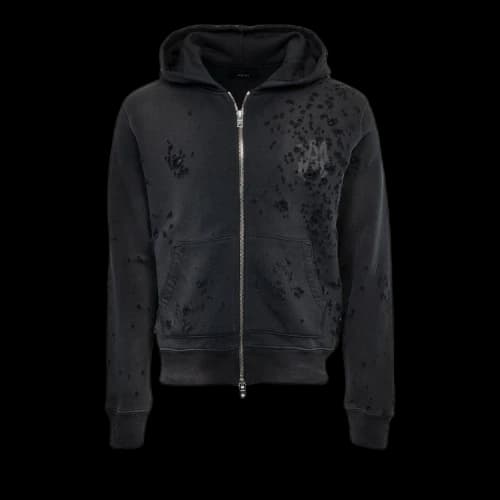 Amiri Logo Shotgun Zip Hoodie 'Faded Black'