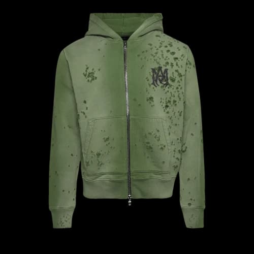 Amiri MA Logo Shotgun Zip Hoodie 'Green'