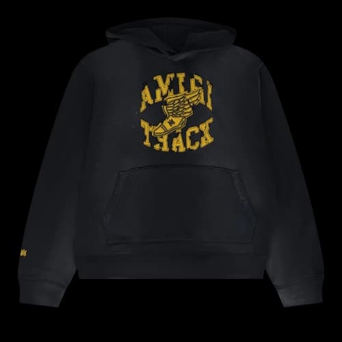 Amiri Faded Track Patch-Embellished Hoodie 'Black'
