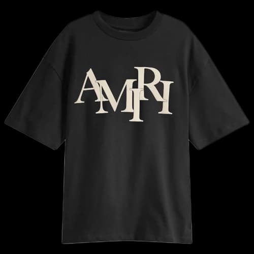 AMIRI Staggered Logo Tee Black