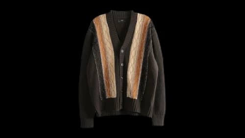 AMIRI Embellished Striped Cardigan Dark Brown