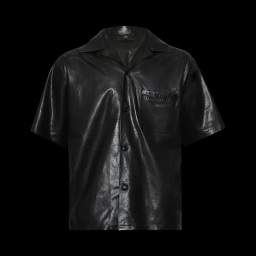 Amiri Lightweight Leather Camp Shirt 'Black'