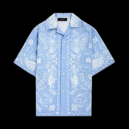 Amiri Bandana Watercolor Camp Shirt 'Cerulean'