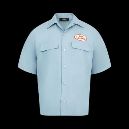 Amiri Station Patch Bowling Shirt 'Ashley Blue'
