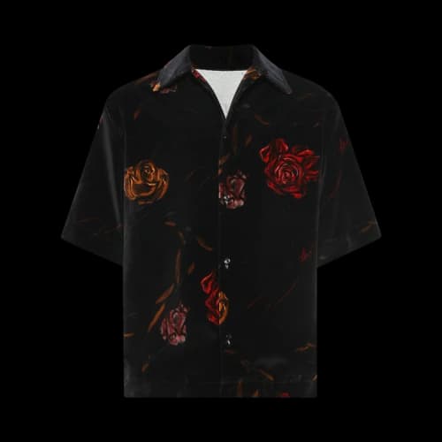 Amiri Floral Velvet Camp Shirt 'Black'