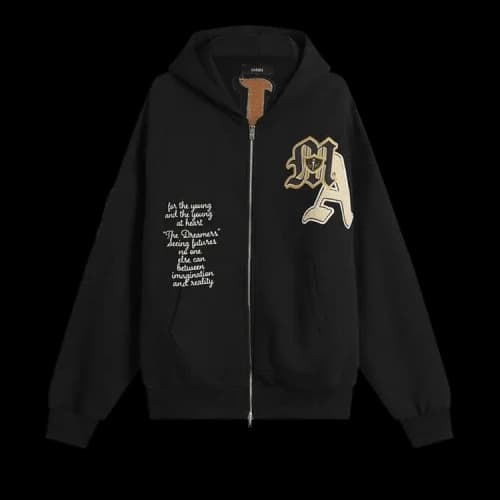 Amiri Varsity Patch Zip Hoodie 'Black'