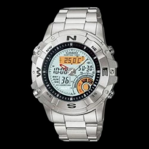 CASIO Stainless Steel Strap Watch AMW-704D-7A Silver Analog/Digital Combo