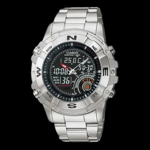 CASIO Waterproof Unisex Mens Silver Analog/Digital Combo