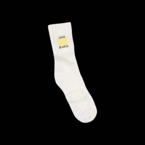 Casablanca Square Logo Ribbed Sport Socks 'White/Yellow'