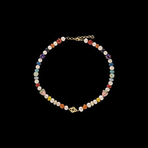 Casablanca Logo Plaque Beaded Necklace 'Multicolor'