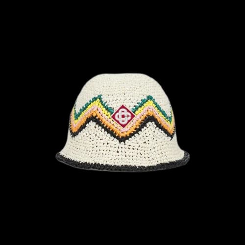 Casablanca Raffia Crochet Hat 'White/Multicolor'