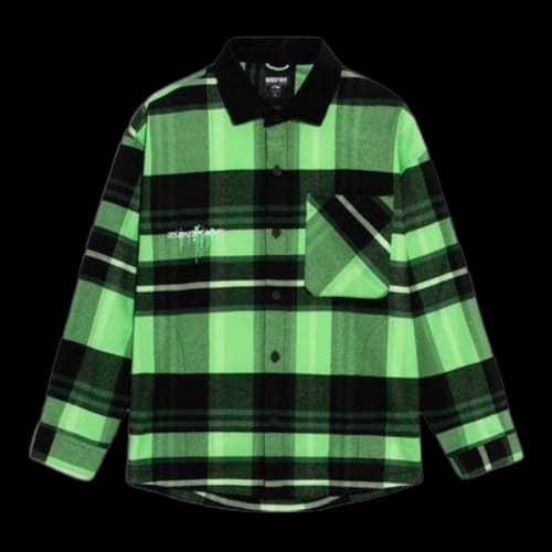 Li-Ning BADFIVE Sports Basketball Series Plaid Loose Fleece Lined Long Sleeves Shirt 'Green'