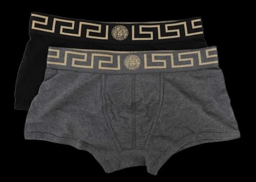 Versace Greca Border Trunks (Pack of 2) Gray/Black