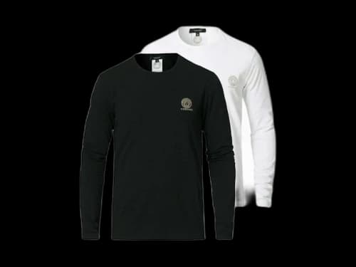 Versace Medusa Logo Long Sleeve T-shirt (2-Pack) Black/White