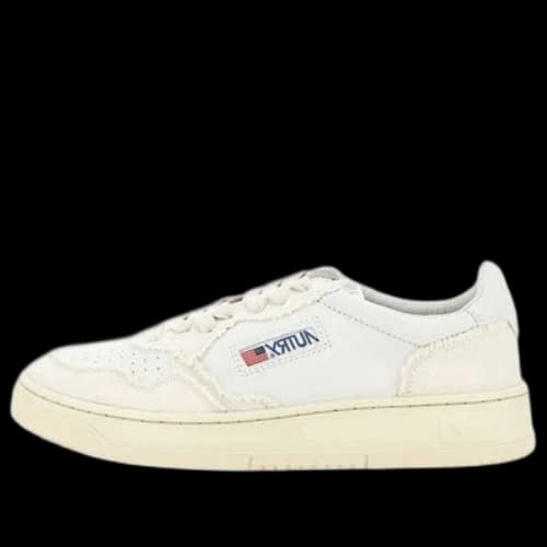 Autry Medalist Low Soft Goatskin Frayed Canvas 'White Ivory White'