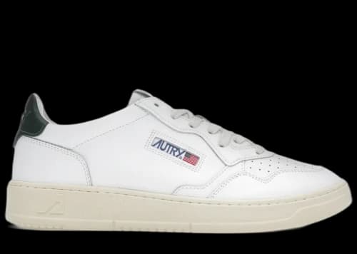 Autry Medalist Leather Low White Dark Green