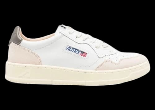 Autry Medalist Leather Low White Morel Suede