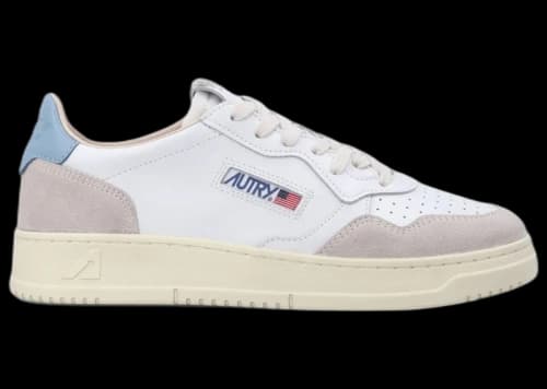 Autry Medalist Leather Low White Forget Me Not