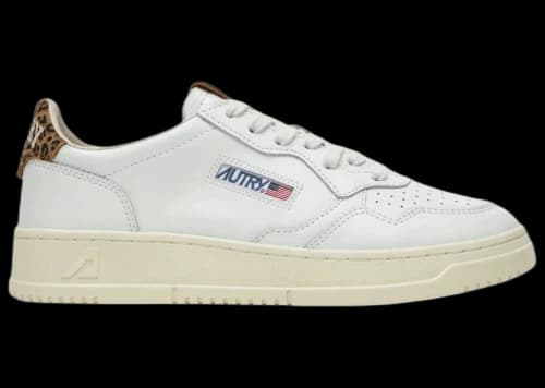 Autry Medalist Leather Low White Leopard (Women's)