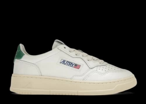 Autry Medalist Leather Low White Green (Women's)