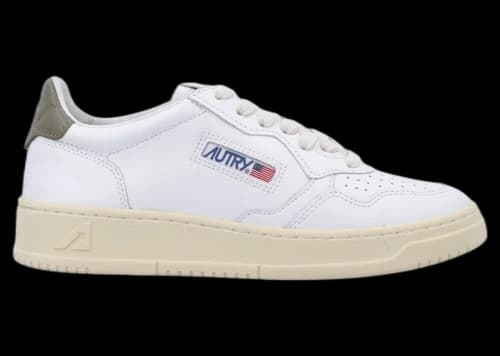 Autry Medalist Leather Low White Covert Green (Women's)