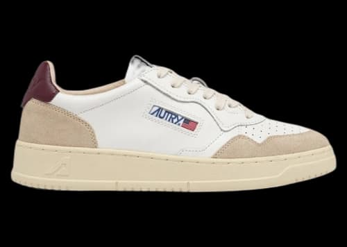 Autry Medalist Leather Low White Burgundy (Women's)
