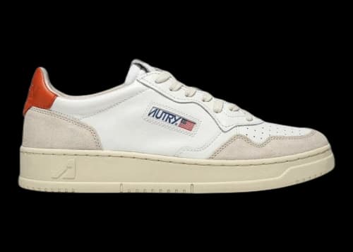 Autry Medalist Leather Suede Low White Beige Orange (Women's)