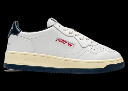 Autry Medalist Leather Low Maison Kitsuné White Navy (Women's)