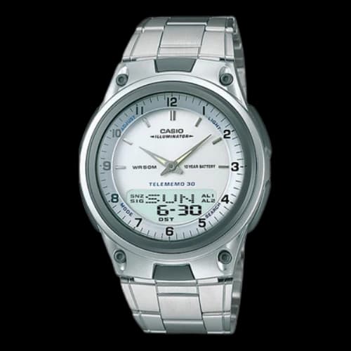 CASIO Stainless Steel Strap Waterproof White Analog/Digital Combo