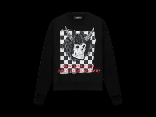 AMIRI x Wes Lang Checker Skull Crewneck Black