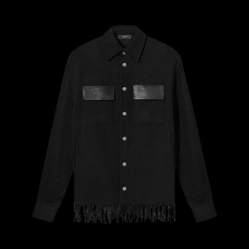 Amiri Button Fringe Padded Overshirt 'Black'