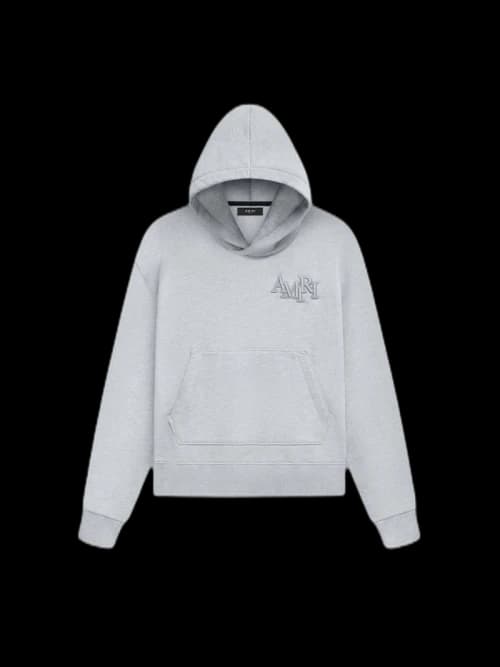 AMIRI Staggered Logo Hoodie Heather Grey