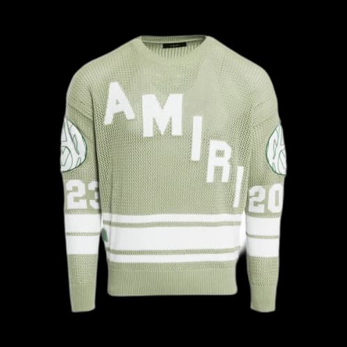 Amiri Mesh Hockey Logo Crew 'Frosty Green'