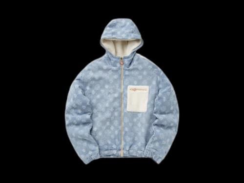 Casablanca Cashmere Terry/Denim Reversible Jacket Bleached Monogram Denim