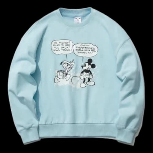 Li-Ning x Disney Crossover Sports Fashion Series Cartoon Printing Loose Sports Pullover Round Neck 'Blue'