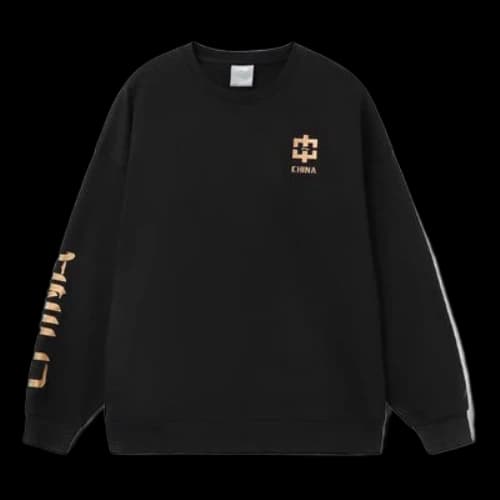 Li-Ning Sports Fashion Series Printing Loose Round Neck Pullover Couple Style 'Black'