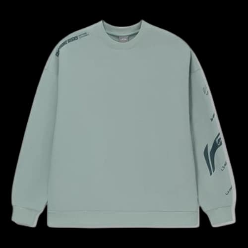 Li-Ning Training Series Contrasting Colors Logo Printing Loose Pullover Couple Style Green