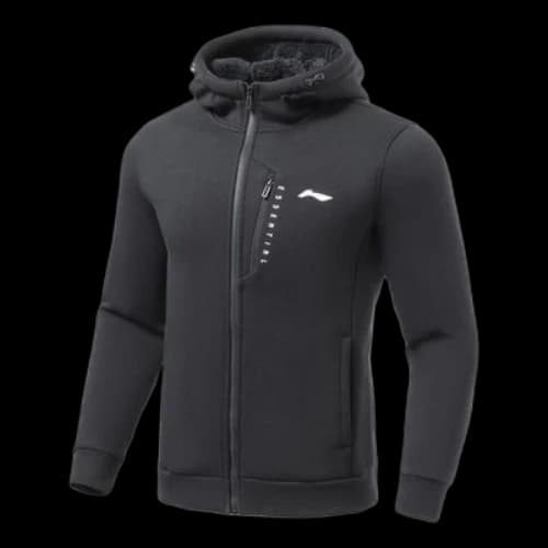 Li-Ning Gym Series Logo Printing Solid Color Fleece Lined Cardigan Jacket 'Black'