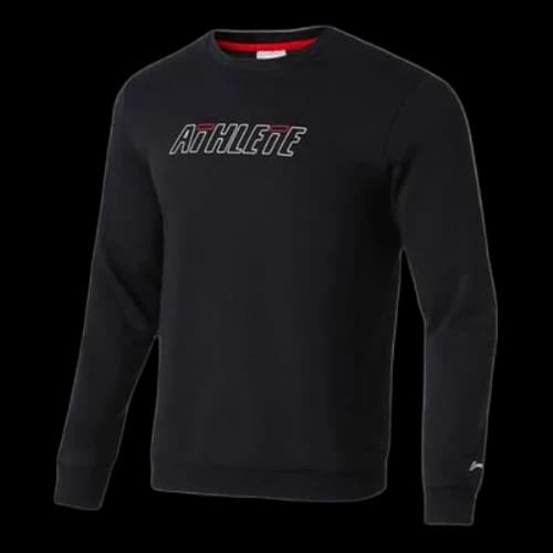 Li-Ning Training Series Alphabet Printing Fleece Lined Stay Warm Round Neck Pullover Black