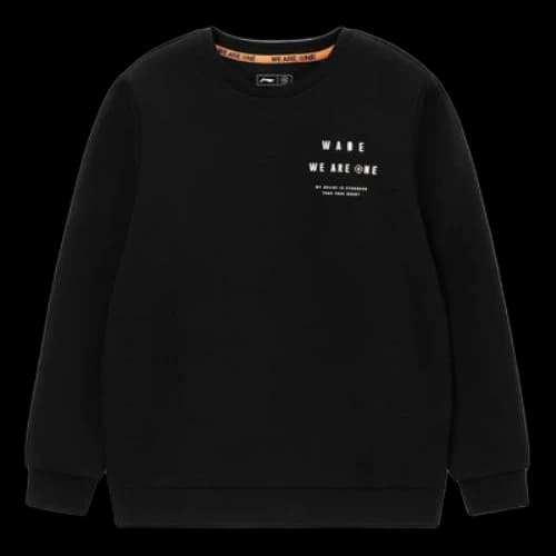 Li-Ning Wade Series Printing Solid Color Round Neck Pullover 'Black'