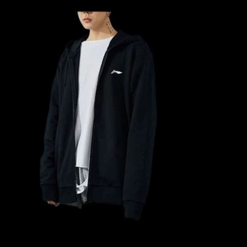Li-Ning Pingpong/Table Tennis Series Logo Embroidered Sports Hooded Zipper Jacket 'Black'